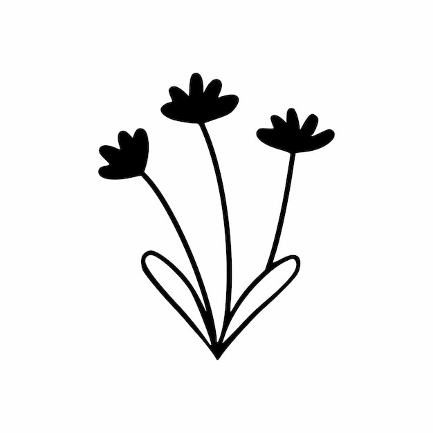 Aciano en estilo doodle. Icono de flor para diseño de postal.