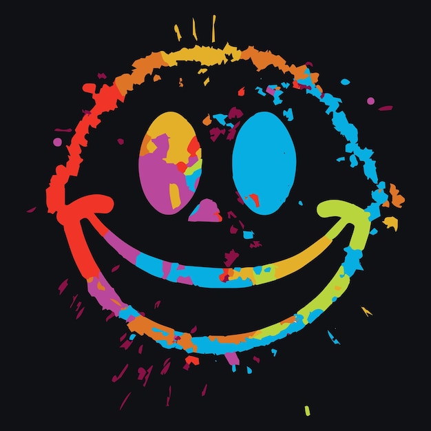 Vector Ácido colorido smiley pintura salpicadura graffiti estilo emoji vector ilustración