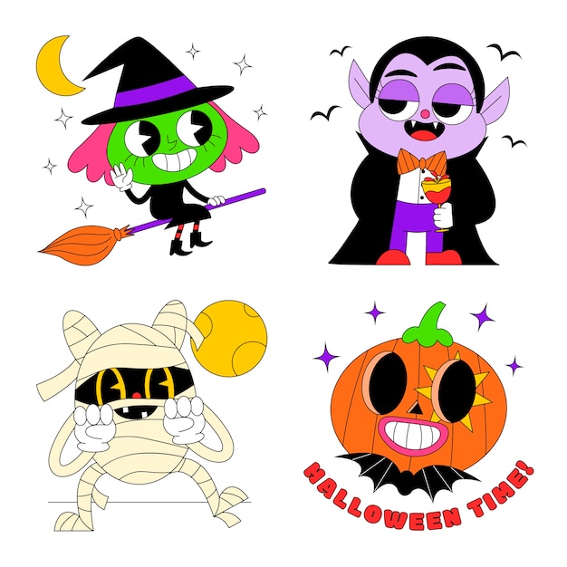 Vector Ácido pegatinas de halloween