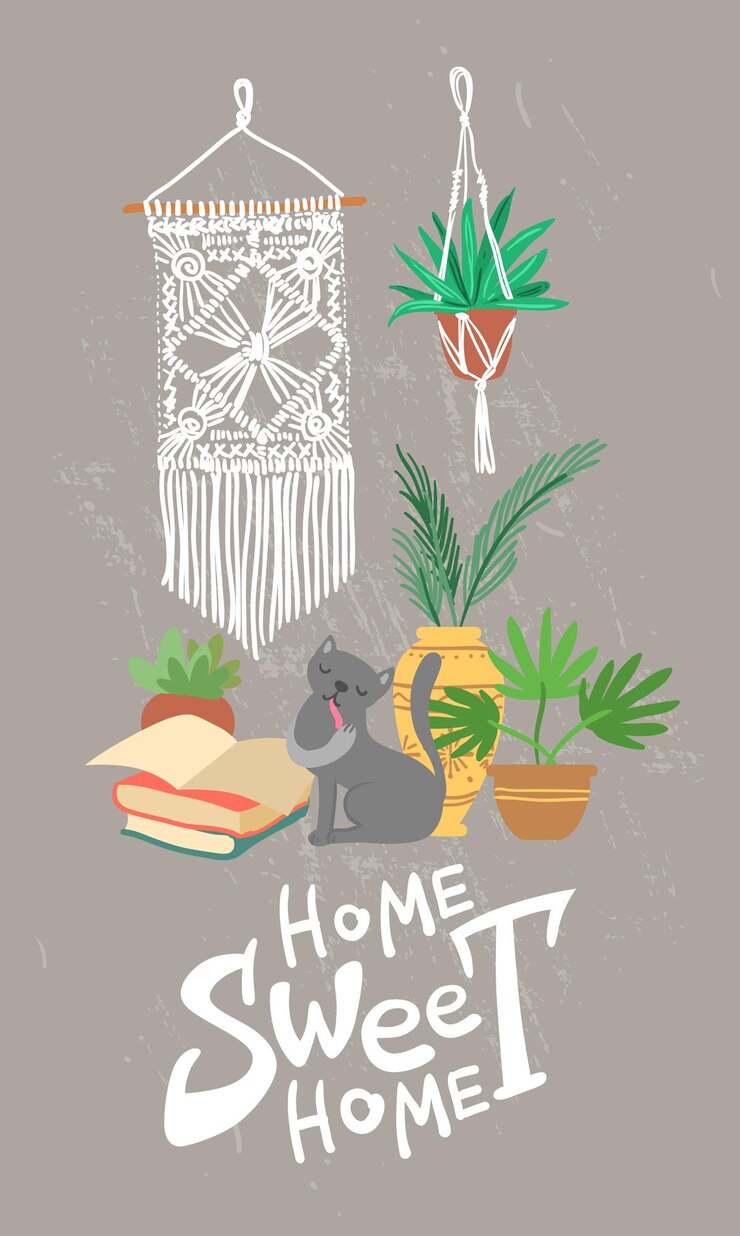 Vector acogedor conjunto de elementos vectoriales dibujados a mano hogar, dulce hogar