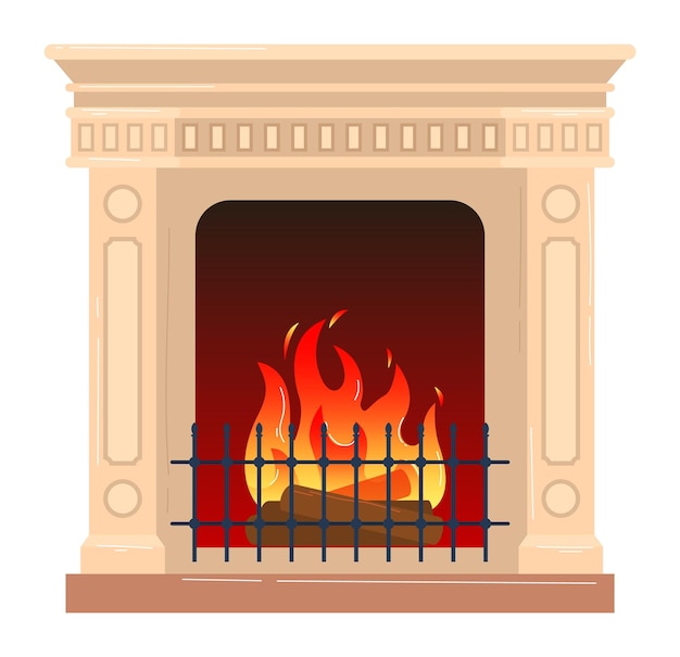 Acogedora chimenea encendido hogar cálido troncos de madera ornamentada chimenea ambiente de sala de estar rústico elemental