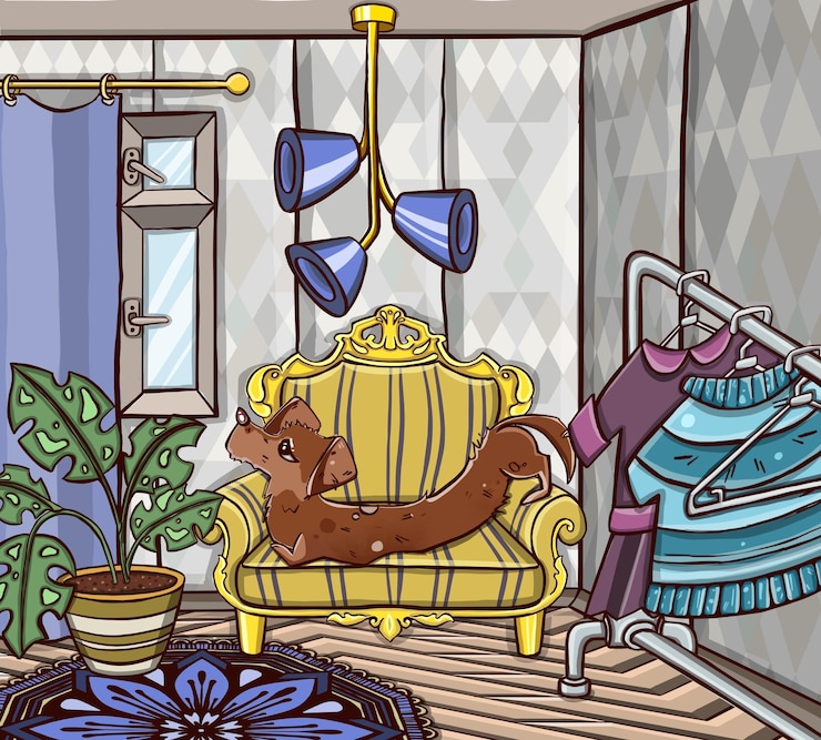 Vector acogedora habitación interior vector ilustración apartamento habitación