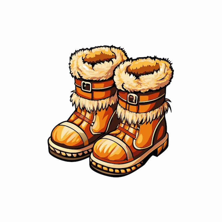 Vector acogedoras botas de invierno forradas con piel falsa ilustración vectorial cálida y elegante para la moda de invierno