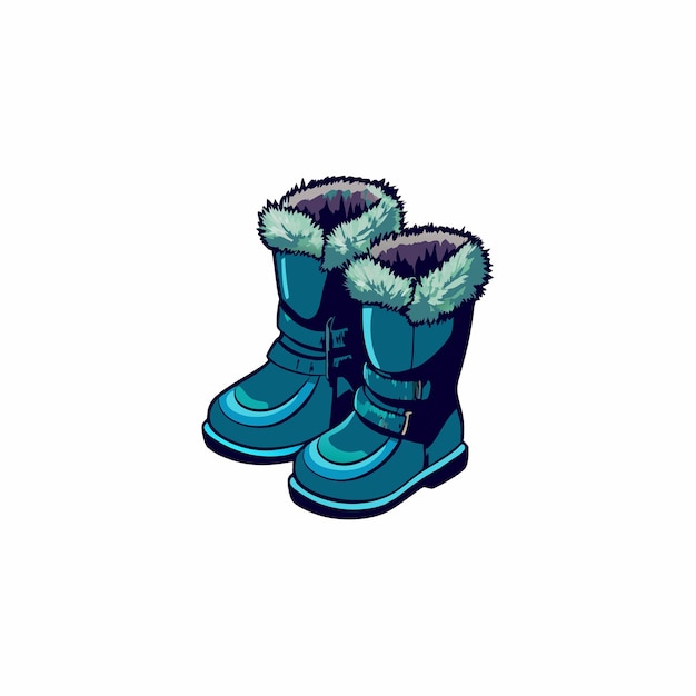 Acogedoras botas de invierno forradas con piel falsa Ilustración vectorial cálida y elegante para la moda de invierno