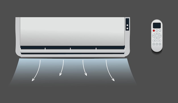 Acondicionador de aire blanco aislado Calefacción ventilación y aire acondicionado Ilustración vectorial en plano