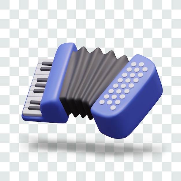 Acordeón azul Instrumento musical con botones de teclado de fuelle