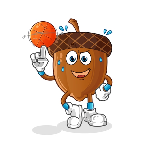 Vector acorn jugando baloncesto mascota