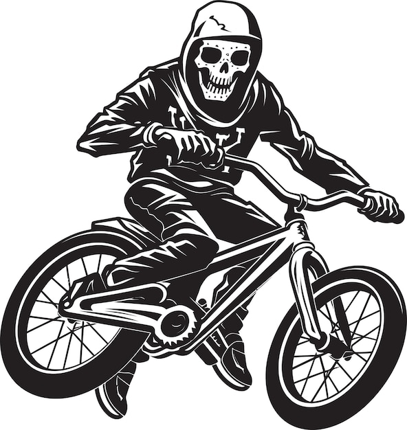 Las acrobacias esqueléticas Skeleton BMX Rider Black Icon Design Rad Remains Skeleton Riding BMX Cycle Black Lo