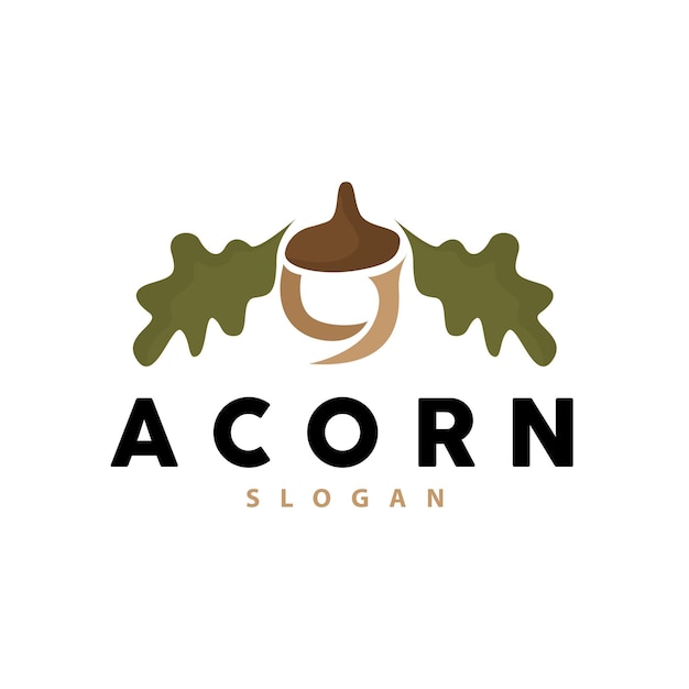 Acron Logo Premium Design Simple Vintage Retro Style Vector Roble Tuercas Bellotas Icono Símbolo Ilustración Plantilla