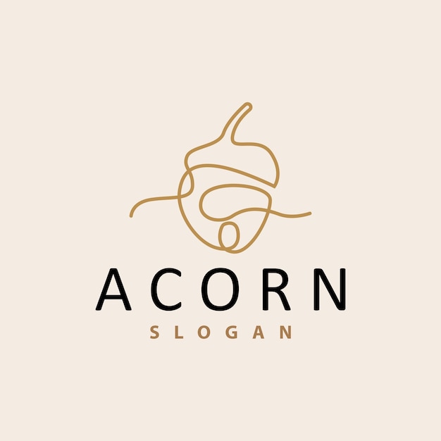 Acron Logo Premium Design Simple Vintage Retro Style Vector Roble Tuercas Bellotas Icono Símbolo Ilustración Plantilla