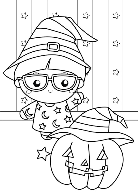 Actividad de colorear dibujos animados de Halloween para niños y adultos