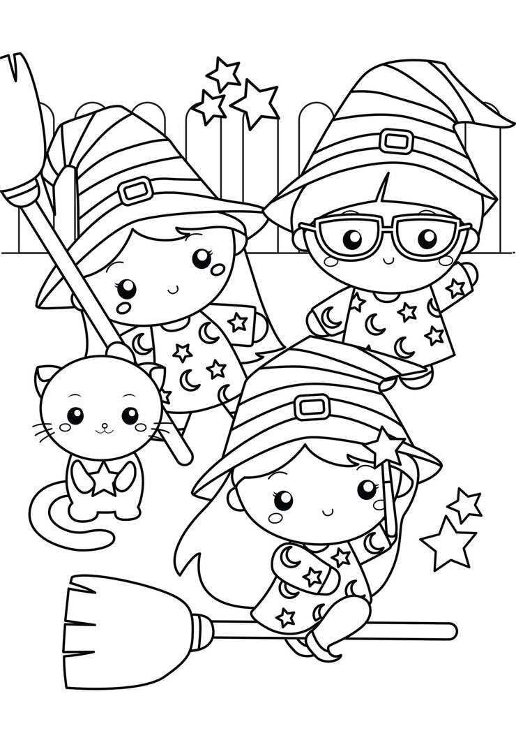 Actividad de colorear dibujos animados de Halloween para niños y adultos