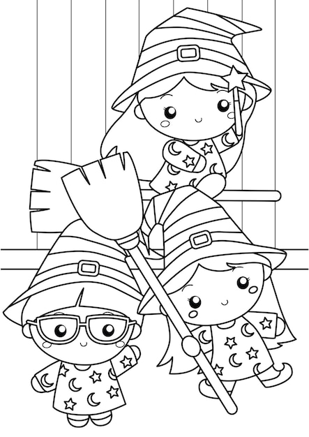 Actividad de colorear dibujos animados de Halloween para niños y adultos