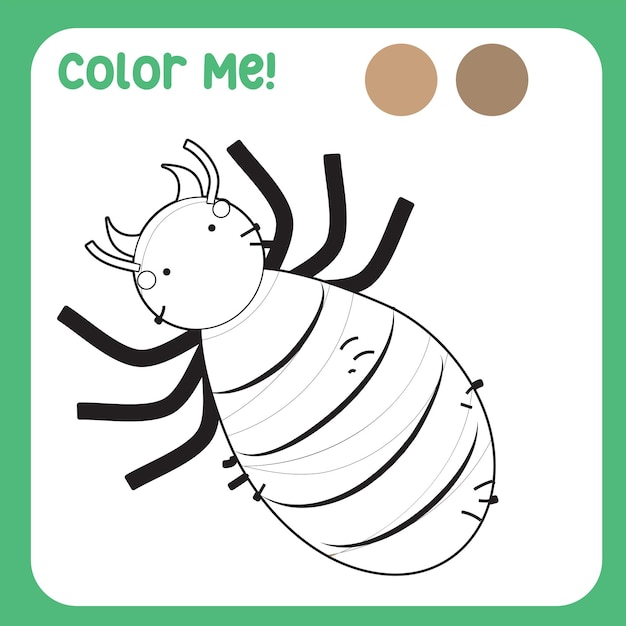 Actividad para colorear para niños Hoja de trabajo de animales para colorear Archivo vectorial