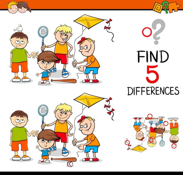 Vector actividad de diferencias para niños