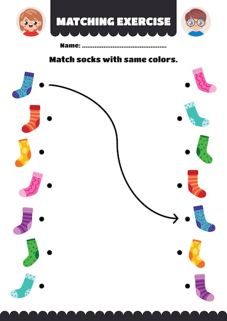 Actividad de emparejar calcetines por color para niños
