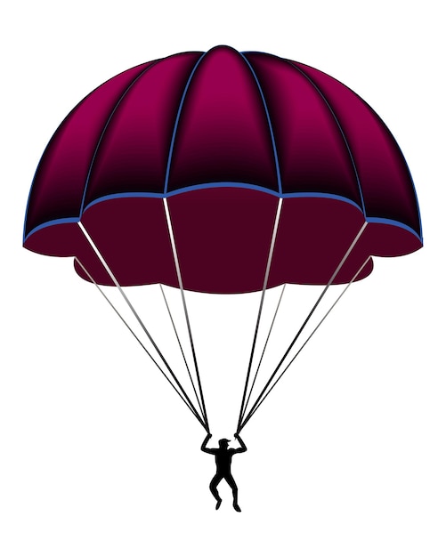 Actividad extrema de salto en paracaídas. Personaje de paracaidista volando en Sky Jump con paracaídas.