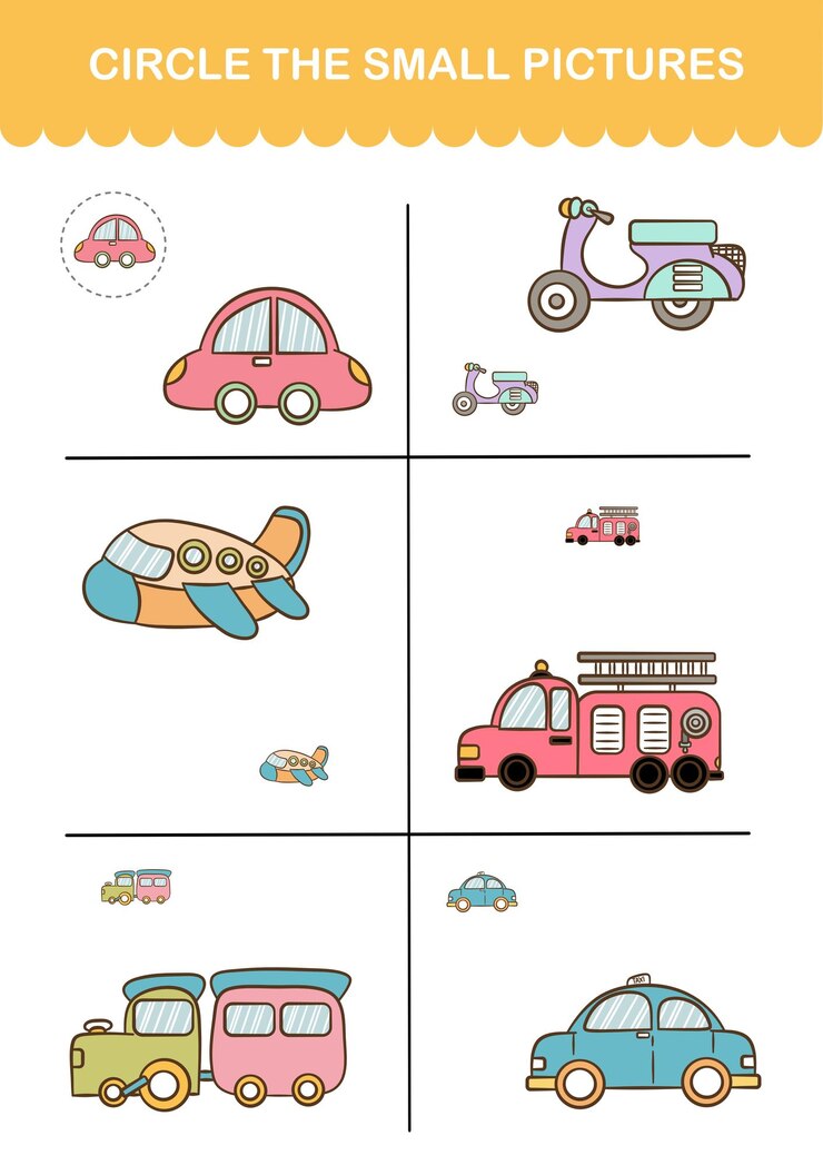 Vector actividad imprimible de transporte vectorial para niños