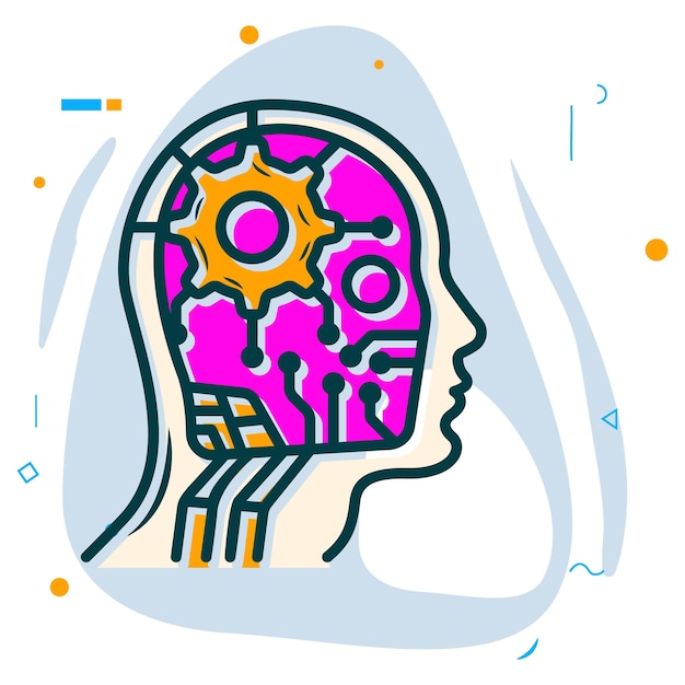 Actividad de ingeniería neuromórfica para guiar el concepto Diseño de íconos vectoriales de implantes cerebrales Gen artificial