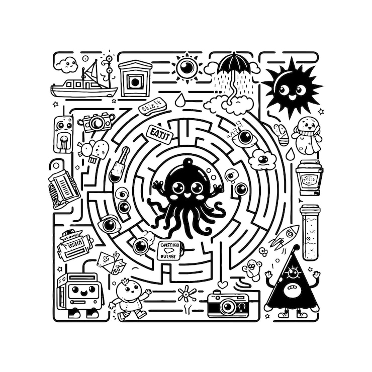 Vector actividad de juego de laberinto vectorial con animales de dibujos animados jugando al fútbol