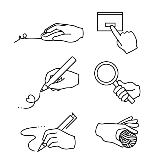 Actividad de la mano escribir a mano, sostener, tocar