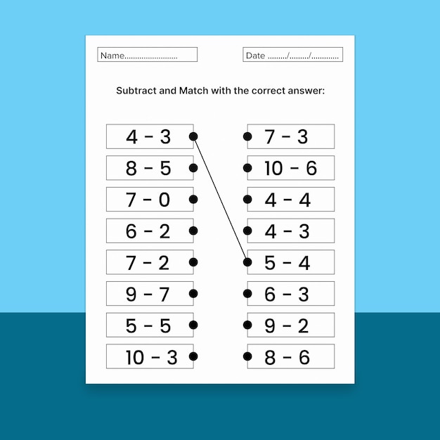 Actividad matemática de resta y combinación para niños