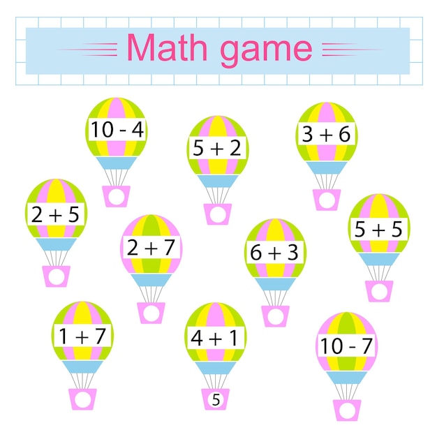 Actividad de matemáticas para niños Desarrollo de habilidades numéricas Rango de números hasta 10 Vector