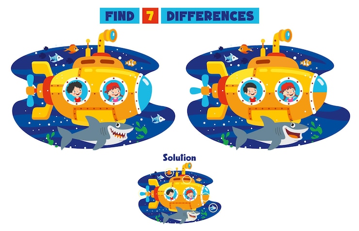 Vector actividad para niños encuentra las siete diferencias