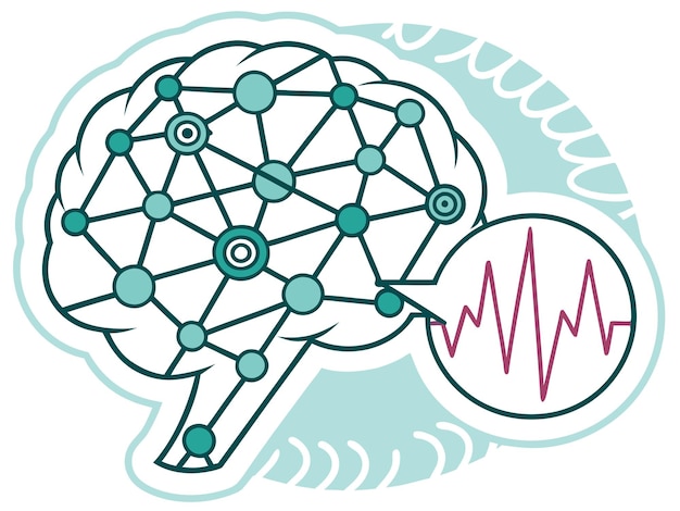 Actividad de las ondas cerebrales de la red del cerebro Ilustración vectorial de Burgundy