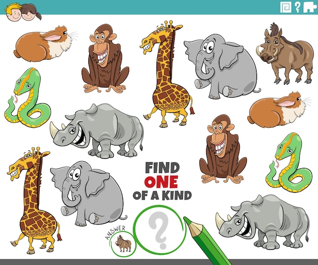 una actividad de rompecabezas con animales de dibujos animados divertidos