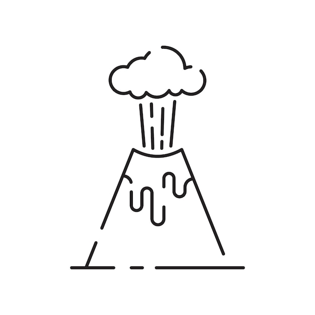 Actividad volcánica icono lineal las erupciones volcánicas son la principal fuente de problema de contaminación natural ilustración de desastre natural símbolo de contorno vector aislado contorno