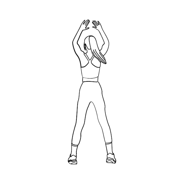 Actividades deportivas femeninas estilo de arte de línea de yoga