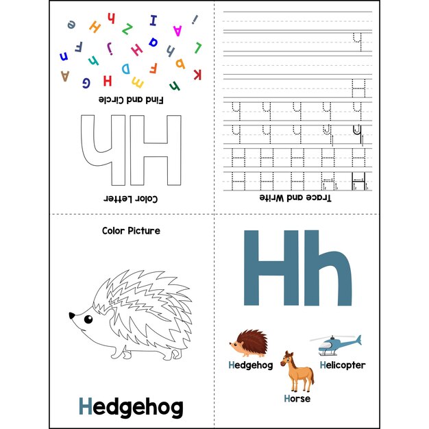 Actividades de mini libro de alfabeto para niños Hh