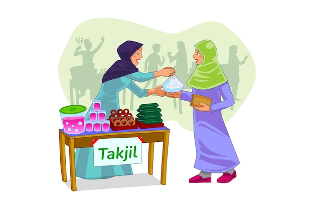 Vector actividades de personas durante ramadán en diseño plano