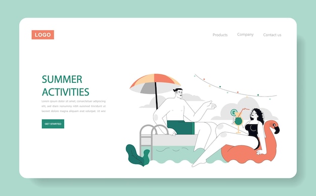 Actividades de verano Ilustración vectorial plana