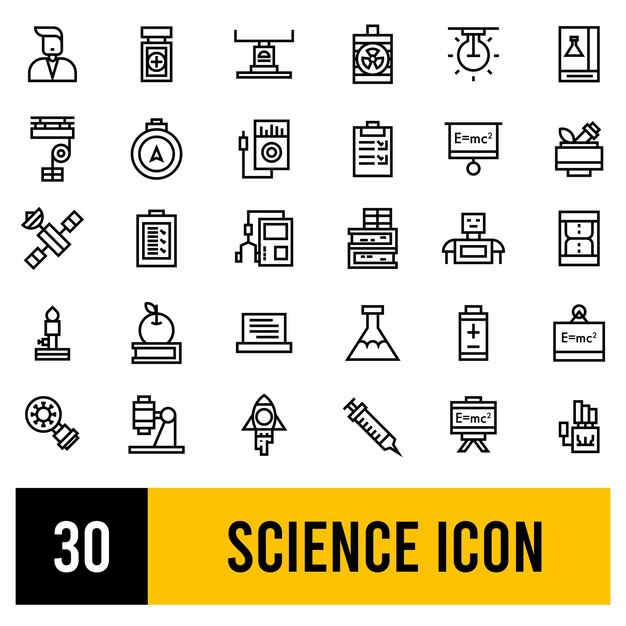 Activo de diseño de conjunto de iconos científicos