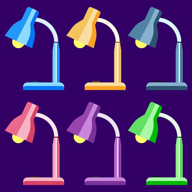 activo de juego de icono de elemento de lámpara de estudio colorido