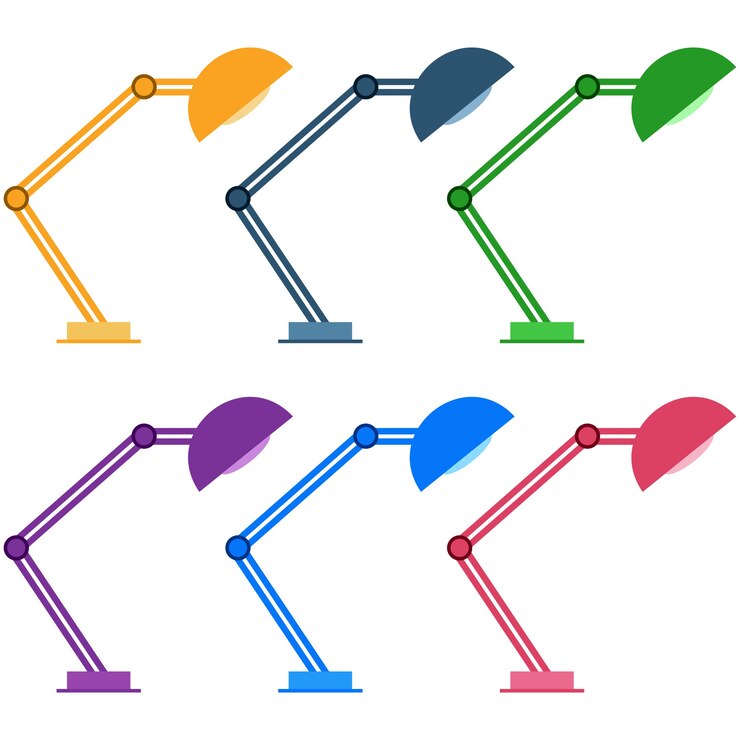 Vector activo de juego de icono de elemento de lámpara de estudio colorido