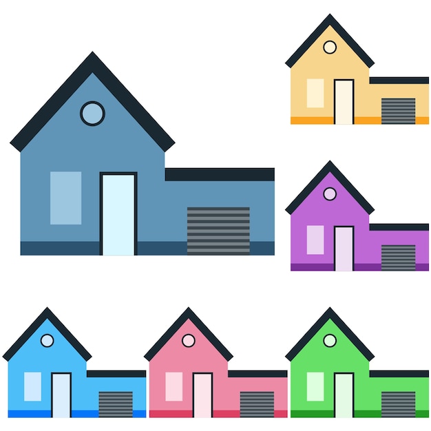 activo de juego de iconos de elemento de hogar privado colorido