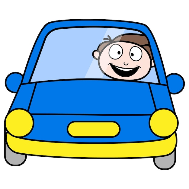 activo del personaje de dibujos animados de un joven empresario que viaja a su oficina en coche