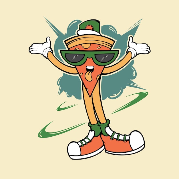Activo de vector de personaje de pizza feliz