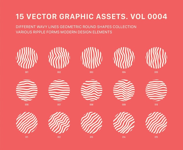 Vector activos gráficos vectoriales varias líneas onduladas conjunto de formas de círculo aislado en la parte posterior