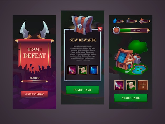 Activos del juego diseño de la aplicación dibujado a mano