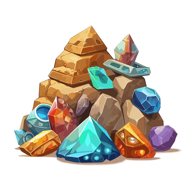 Vector activos del juego de ilustración de dibujos animados de diamantes