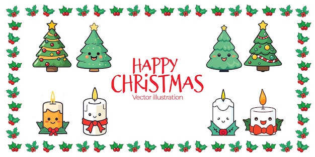 Activos de Navidad en ilustración vectorial vela tres muérdago