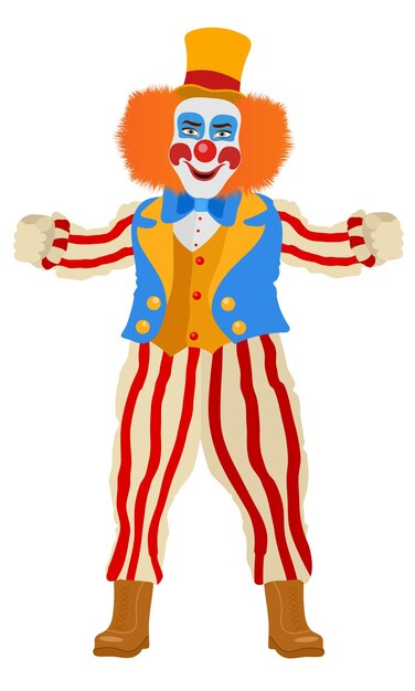 actor de payaso alegre y personaje de circo ilustración vectorial de estilo plano
