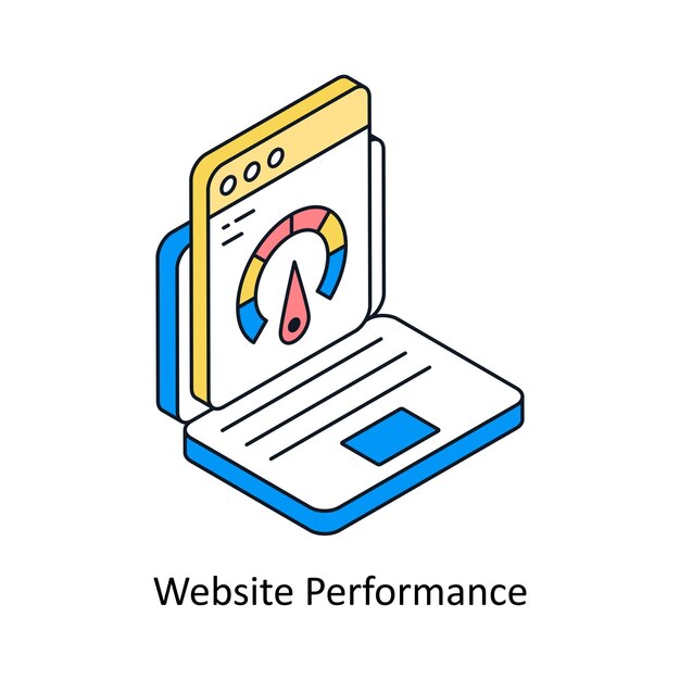 Actuación del sitio web Icono de estilo isométrico Símbolo en fondo blanco Archivo EPS 10