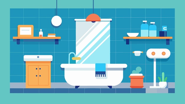 Vector actualización del baño con opciones rentables pero elegantes como un nuevo baño de vanidad o una ducha de azulejos