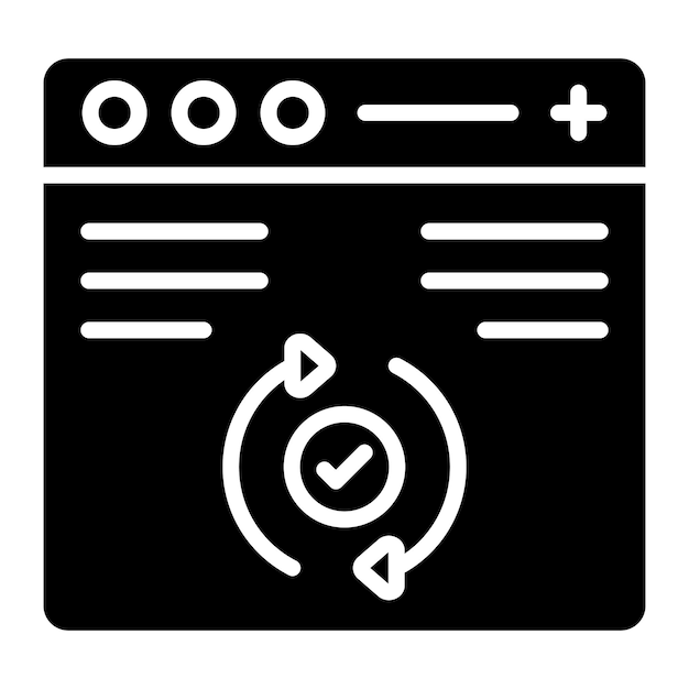 Actualización del sitio web Ilustración en negro sólido de glifo