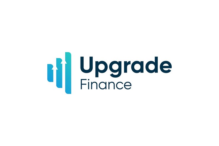 Actualizar finanzas hasta icono de logotipo de espacio negativo